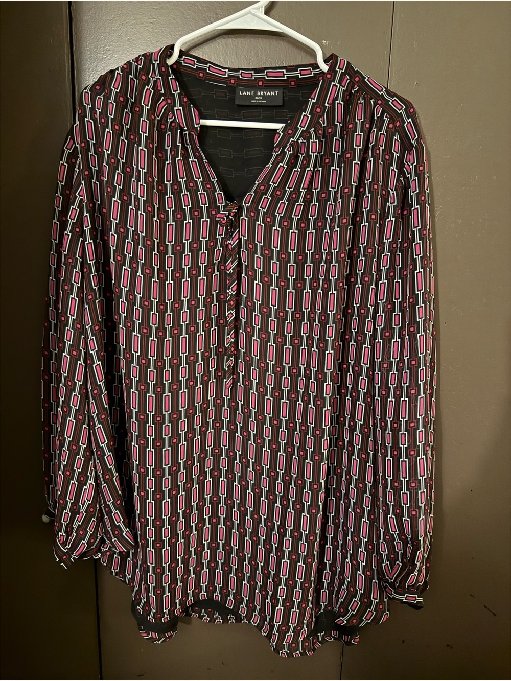 Lane Bryant Black and Pink Geometric Tunic Blouse